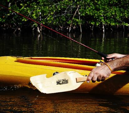 Piranha Kayak Fishing Hand Paddle on the water